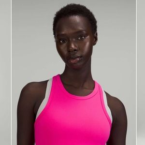 Lululemon align waist length racer back tank top sz 4 sonic pink.
